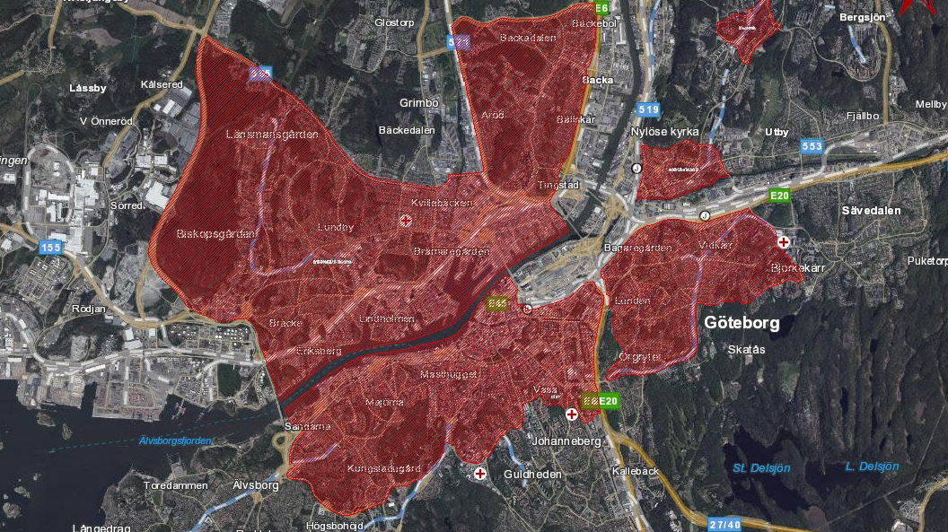 Bild karta vistelseförbud Göteborg