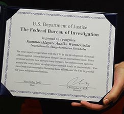 Diplom från The Federal Bureau of Investigation